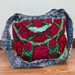 Boho Vintage Crossbody Bag Handmade Floral Embroidered Sequin Shoulder Hobo
